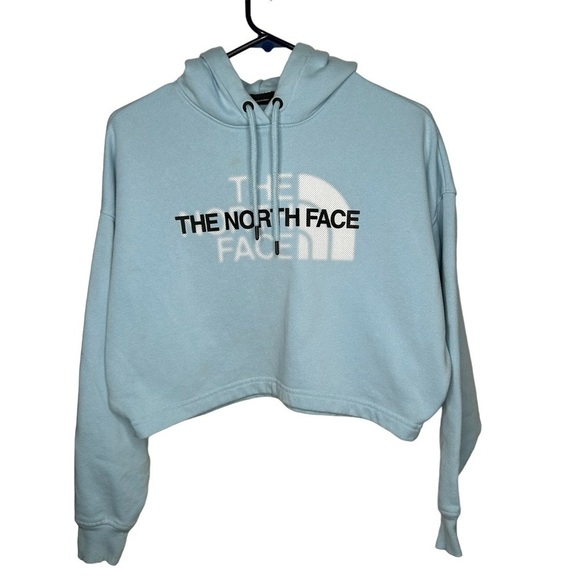 NORTH FACE WOMENS COORDINATES CROP DROP PULLOVER HOODIE Beta Blue XS - Picture 2 of 10